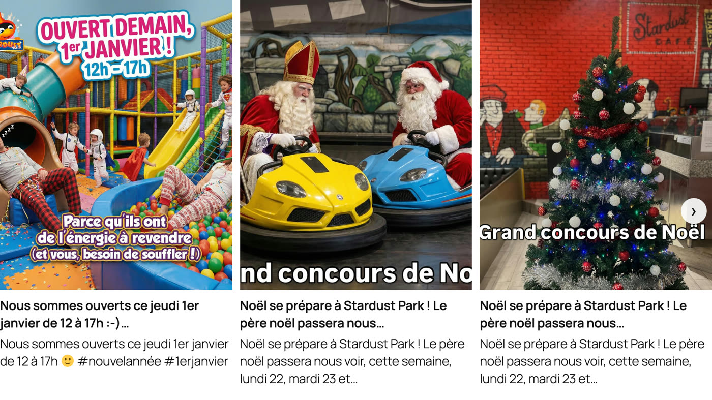 Galerie en carrousel avec titres et textes